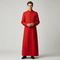 Halloween Priest Costume Cassock Robe with Button Front for Clergy Outfit - Image 1