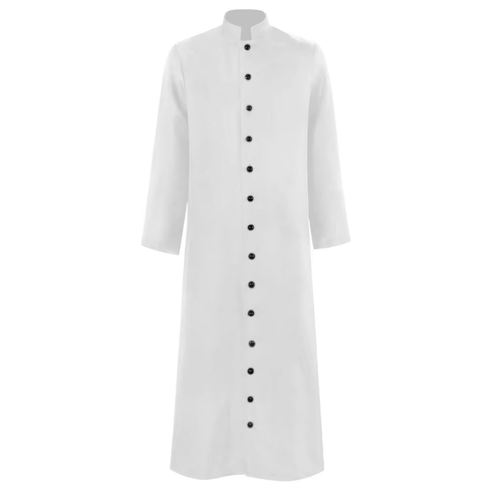 Halloween Priest Costume Cassock Robe with Button Front for Clergy Outfit - Image 2