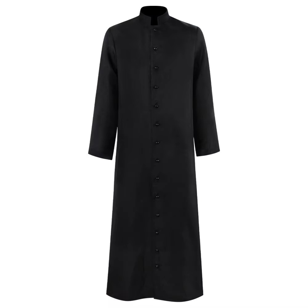 Halloween Priest Costume Cassock Robe with Button Front for Clergy Outfit - Image 4