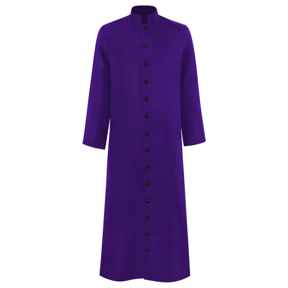 Halloween Priest Costume Cassock Robe with Button Front for Clergy Outfit - Image 5