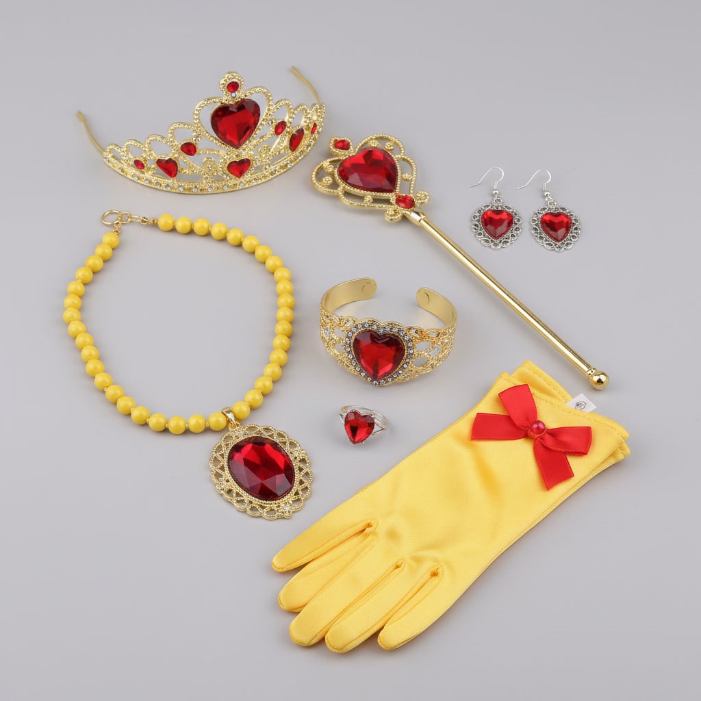 Halloween Princess Dress Up and Belle Costume Accessories Set with Tiara and Gloves - Image 1