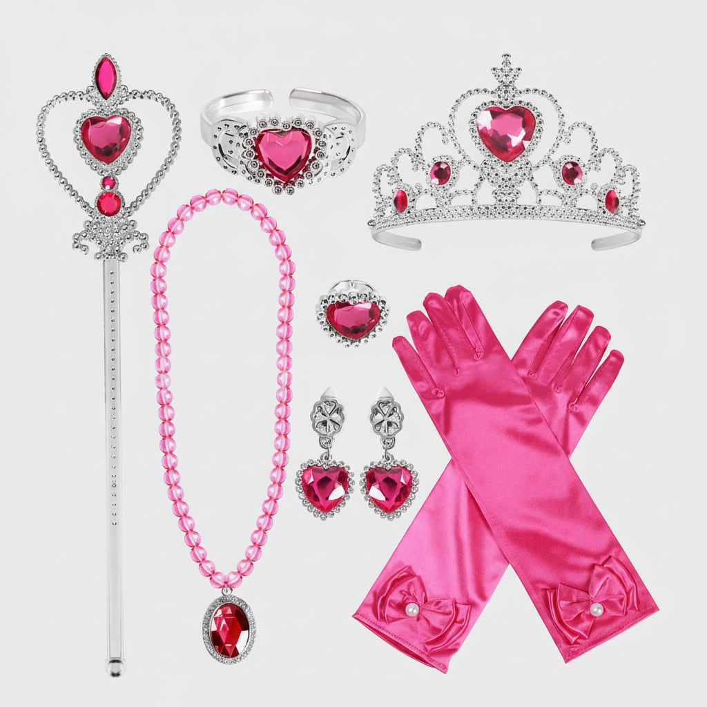 Halloween Princess Dress Up and Belle Costume Accessories Set with Tiara and Gloves - Image 2
