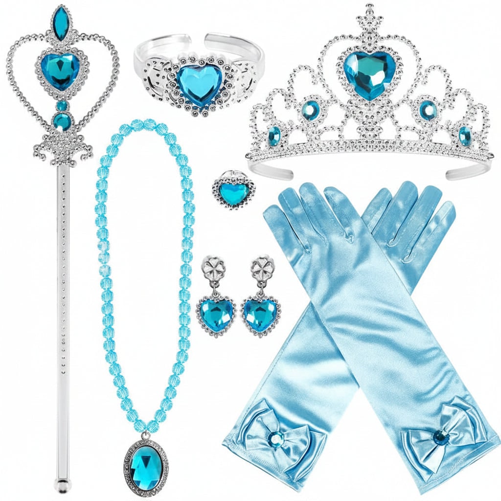 Halloween Princess Dress Up and Belle Costume Accessories Set with Tiara and Gloves - Image 4