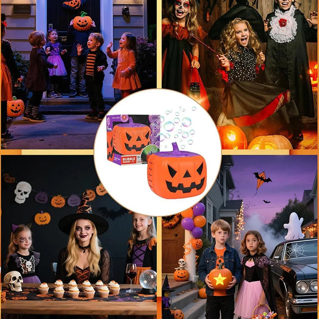 Halloween Pumpkin Bubble Machine with LED Lights and Automatic Blower for Party Outdoor Decoration - Image 1