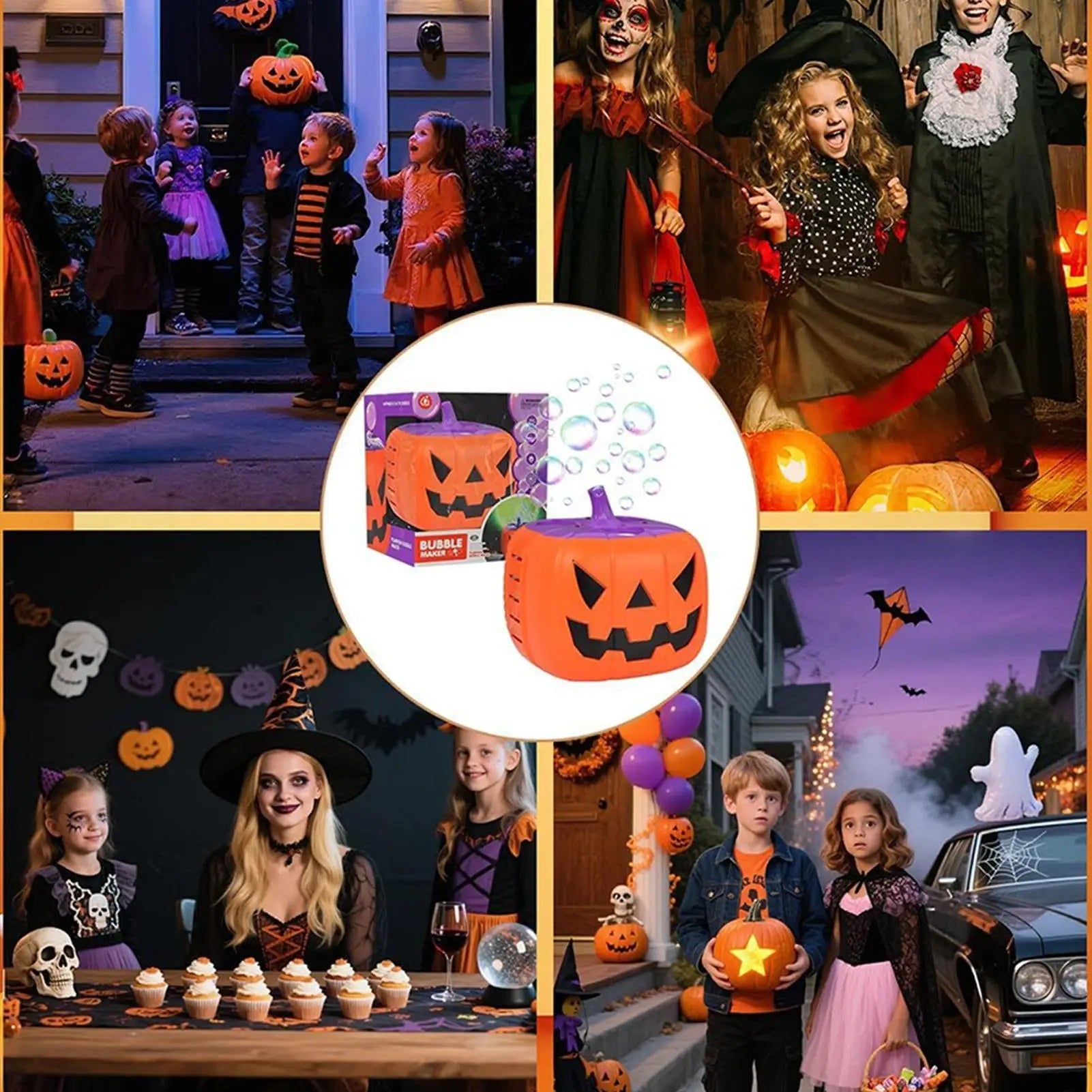 Halloween Pumpkin Bubble Machine with LED Lights and Automatic Blower for Party Outdoor Decoration - Image 10