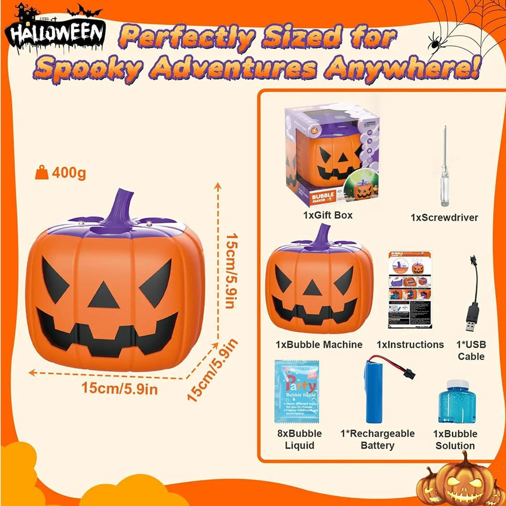 Halloween Pumpkin Bubble Machine with LED Lights and Automatic Blower for Party Outdoor Decoration - Image 6