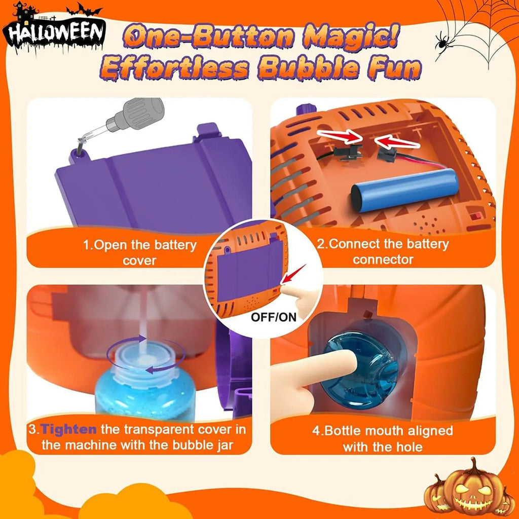 Halloween Pumpkin Bubble Machine with LED Lights and Automatic Blower for Party Outdoor Decoration - Image 7