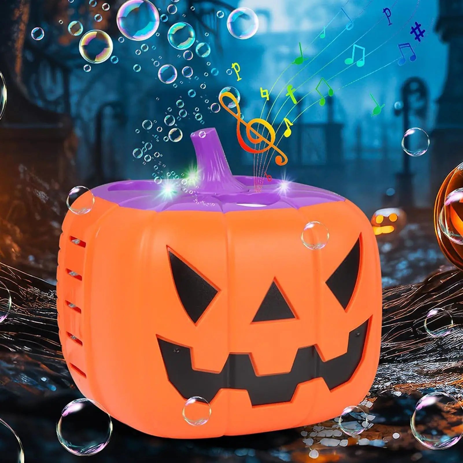 Halloween Pumpkin Bubble Machine with LED Lights and Automatic Blower for Party Outdoor Decoration - Image 9