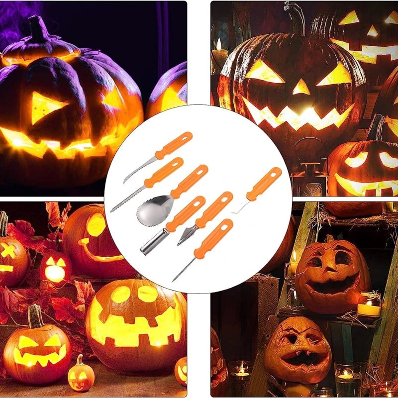 Halloween Pumpkin Carving Kit and Tools with Stainless Steel Blades and Serrated Saw for Supplies - Image 1