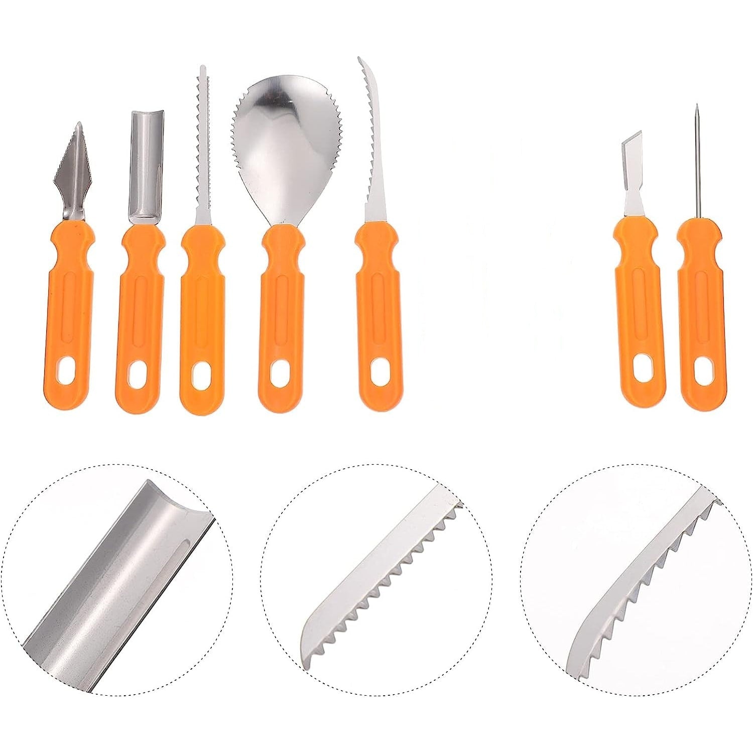 Halloween Pumpkin Carving Kit and Tools with Stainless Steel Blades and Serrated Saw for Supplies - Image 2