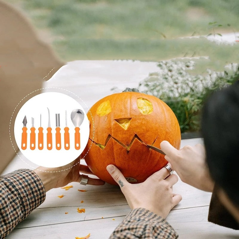 Halloween Pumpkin Carving Kit and Tools with Stainless Steel Blades and Serrated Saw for Supplies - Image 6