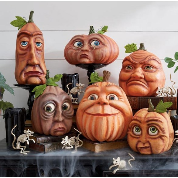 Halloween Pumpkin Decorations and Carving Props with Expressive Faces for Front Door Decor - Image 10