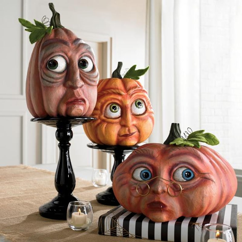 Halloween Pumpkin Decorations and Carving Props with Expressive Faces for Front Door Decor - Image 3