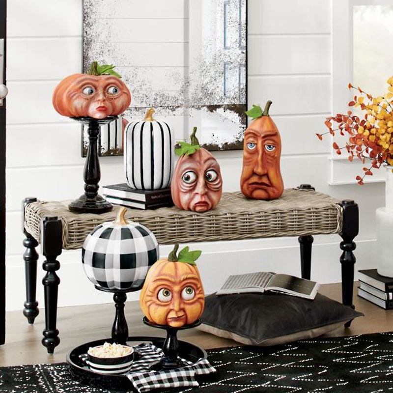 Halloween Pumpkin Decorations and Carving Props with Expressive Faces for Front Door Decor - Image 6