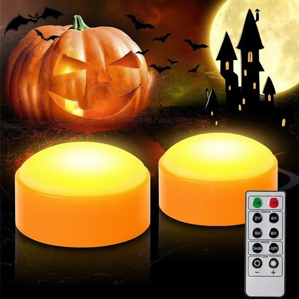 Halloween Pumpkin Lights Battery Operated Puck with Remote Control for Party Decoration Led - Image 3
