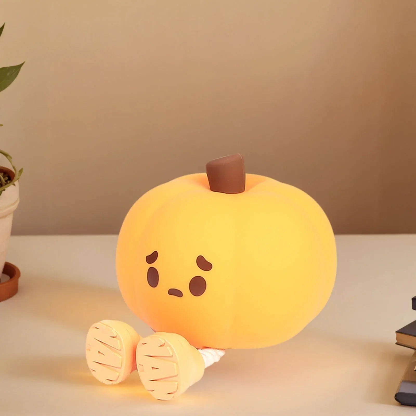 Halloween Pumpkin Night Light LED Rechargeable with Dangling Legs and Sad Face Design - Image 2