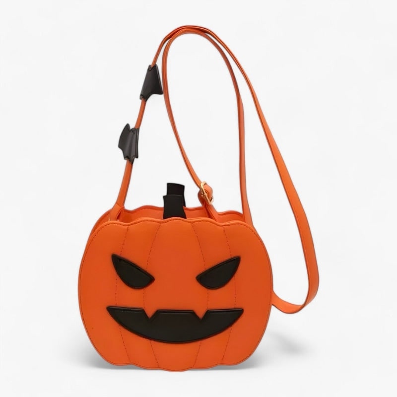 Halloween Pumpkin Purse and Handbag Jack O Lantern Crossbody Bag with Bat Accents - Image 4