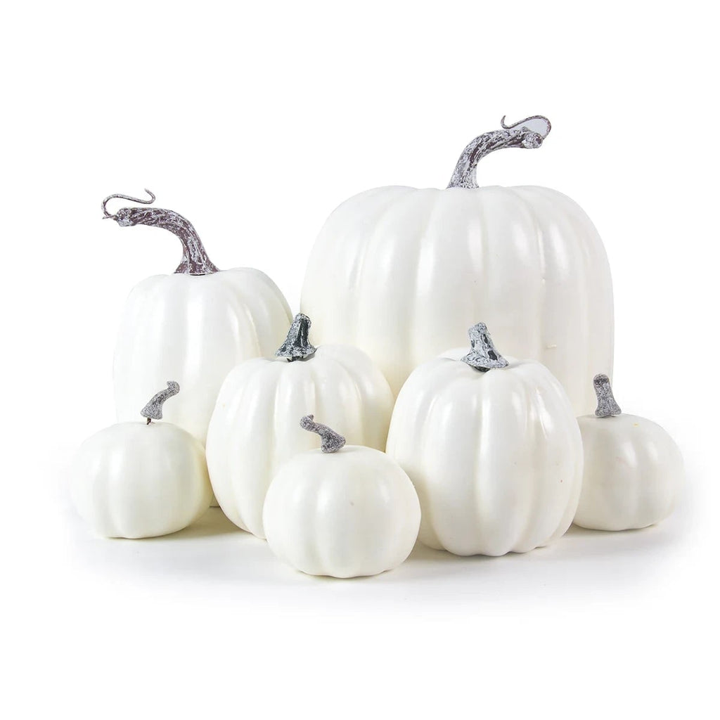 Halloween Pumpkins Fall Decorative Foam with Ribbed Texture and Curved Stems Set of 7 - Image 3