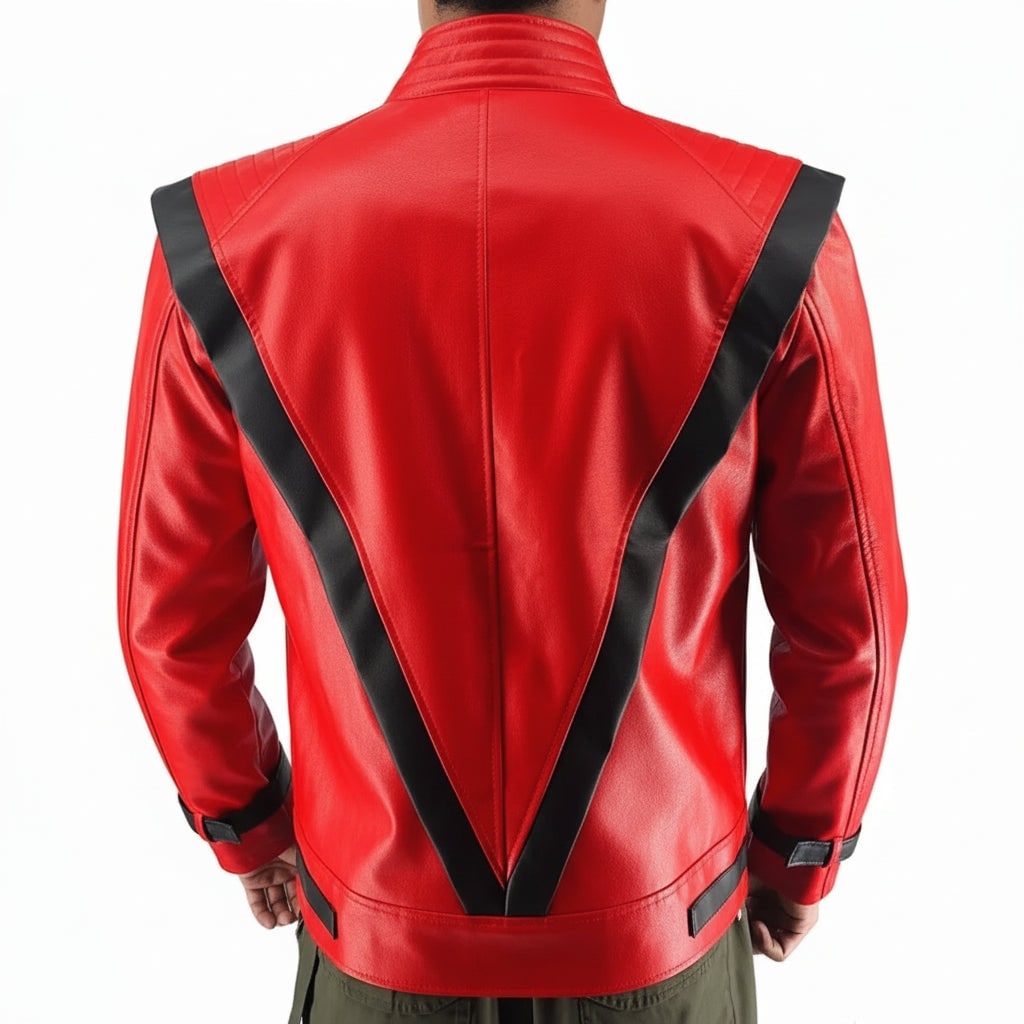 Halloween Red Leather Biker Jacket - Image 4