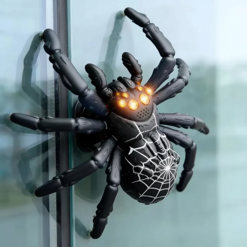 Halloween Remote Control Spider Toy with Glowing LED Eyes and Wall Climbing - Image 3