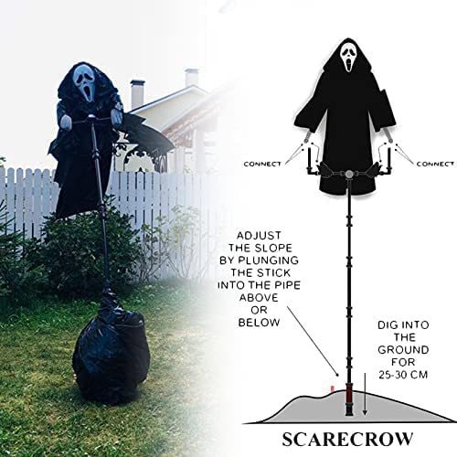 Halloween Scarecrow Decoration Scary Outdoor Ghost Prop with Pole for Yard Decor - Image 3