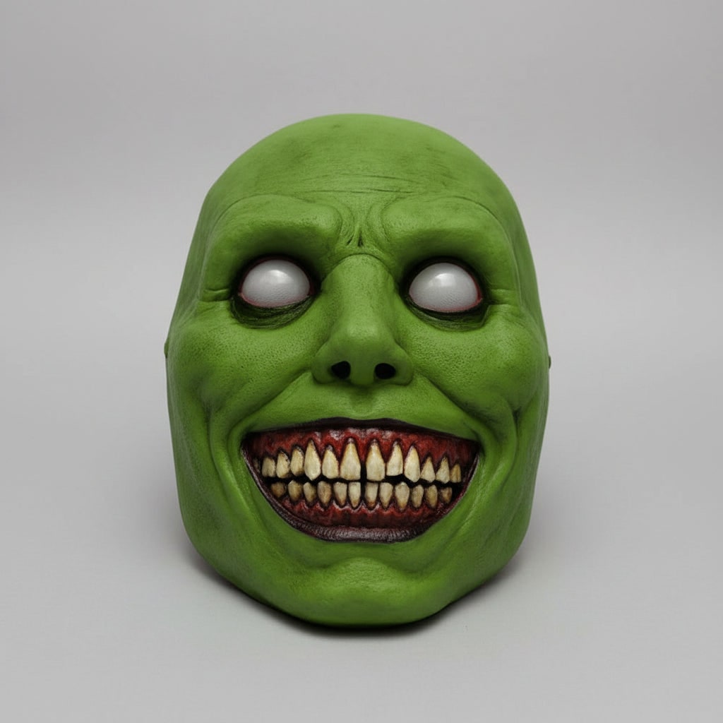 Halloween Scary Costume Mask with Creepy Demon Smiling Face and Textured Wrinkled Skin for Party - Image 2