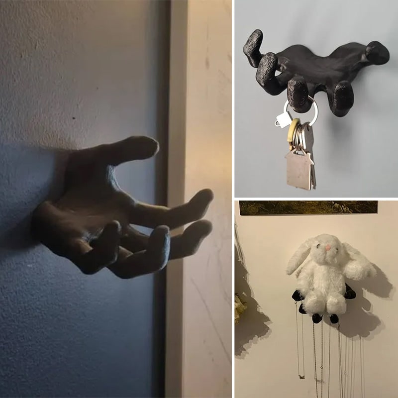 Halloween Scary Hand Wall Hook for Coats and Jackets with Key Holder Chain - Image 1