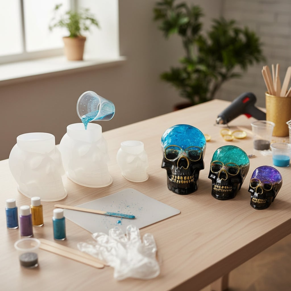 Halloween Silicone Molds for Resin and Candle Making with Skull Design for Crafting - Image 1
