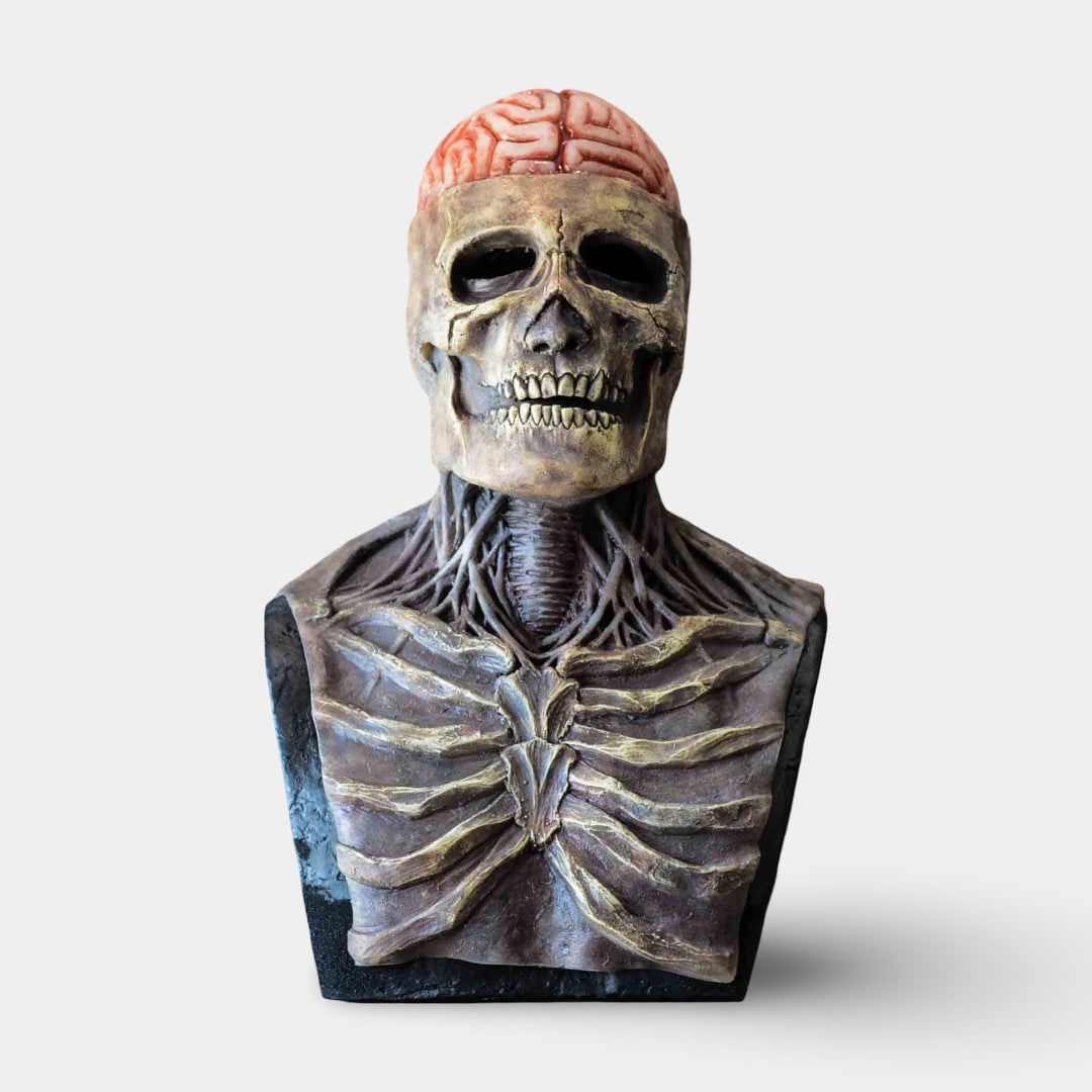 Halloween Skeleton Bust Garage Door Cover with Exposed Brain Detail for Spooky Party Decoration - Image 1