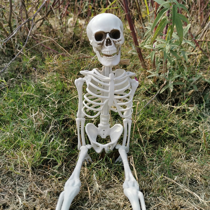 Halloween Skeleton Decoration and Garage Door Cover Posable Plastic Prop 12 Foot Tall - Image 1