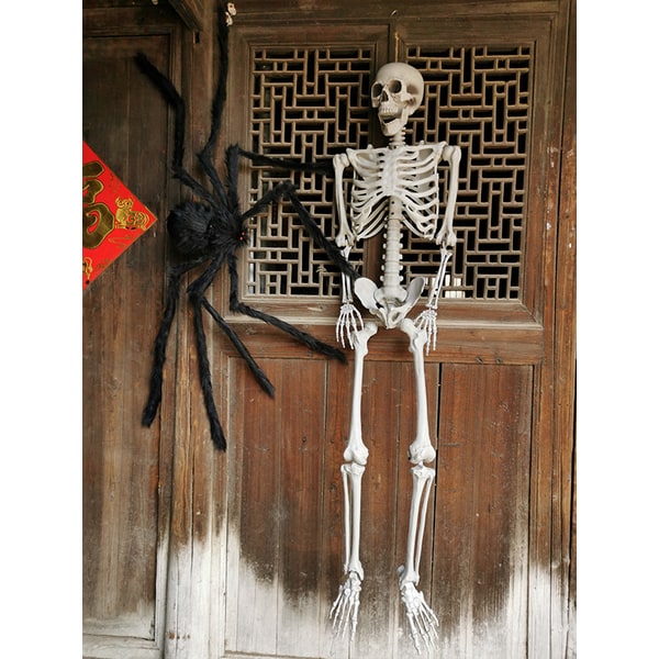 Halloween Skeleton Decoration and Garage Door Cover Posable Plastic Prop 12 Foot Tall - Image 2