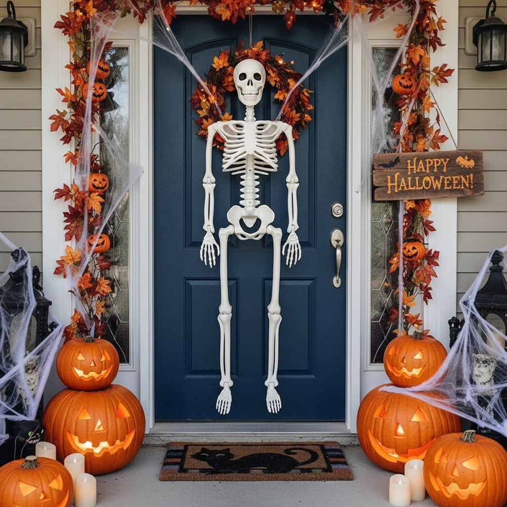 Halloween Skeleton Decoration Life Size Poseable Articulated Prop for Outdoor Yard and Party Display - Image 1