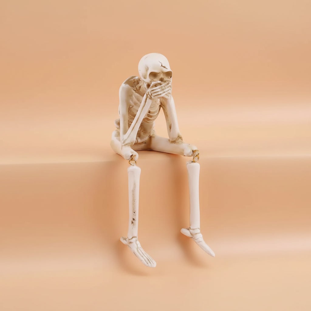 Halloween Skeleton Decoration Shelf Sitter Figurines with Dangling Legs Set of 3 Plastic - Image 1