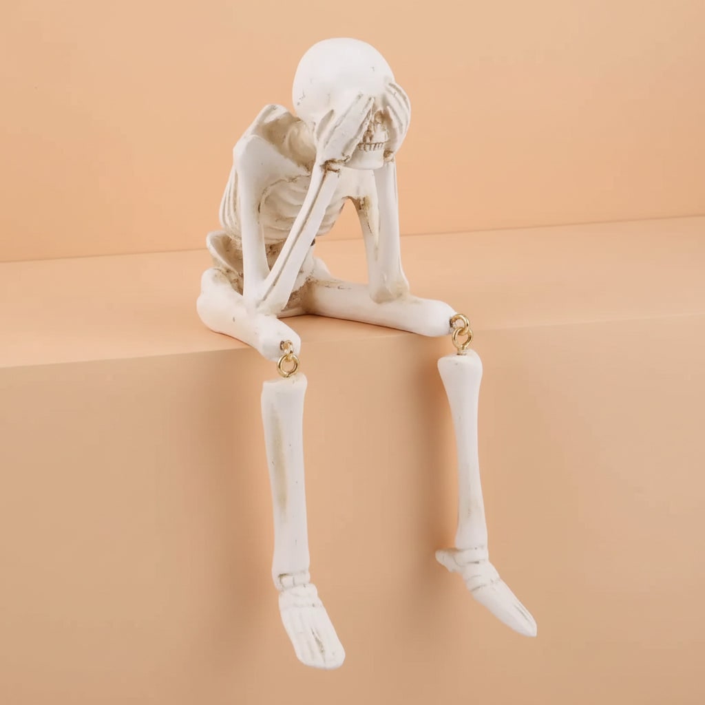 Halloween Skeleton Decoration Shelf Sitter Figurines with Dangling Legs Set of 3 Plastic - Image 3