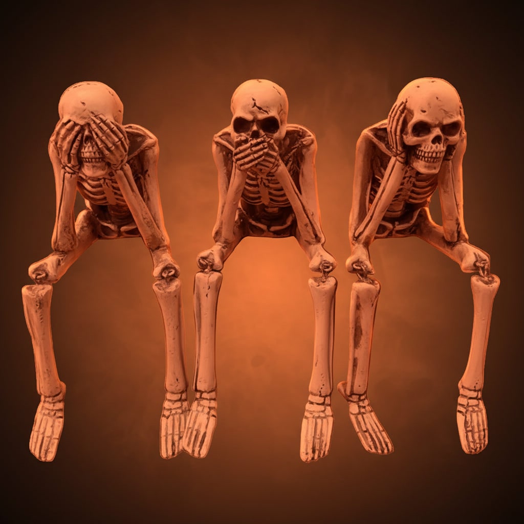 Halloween Skeleton Decoration Shelf Sitter Figurines with Dangling Legs Set of 3 Plastic - Image 5