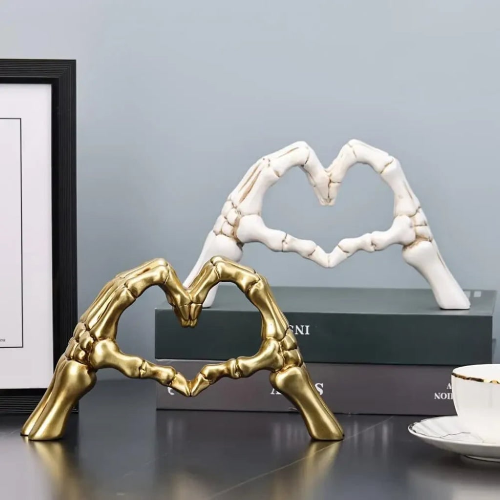 Halloween Skeleton Decoration with Hands Forming Heart Shelf Decor Tabletop Figurine - Image 2