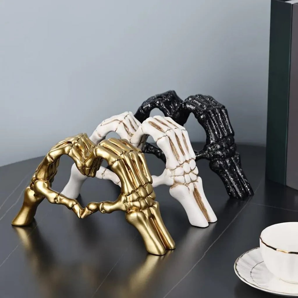 Halloween Skeleton Decoration with Hands Forming Heart Shelf Decor Tabletop Figurine - Image 6