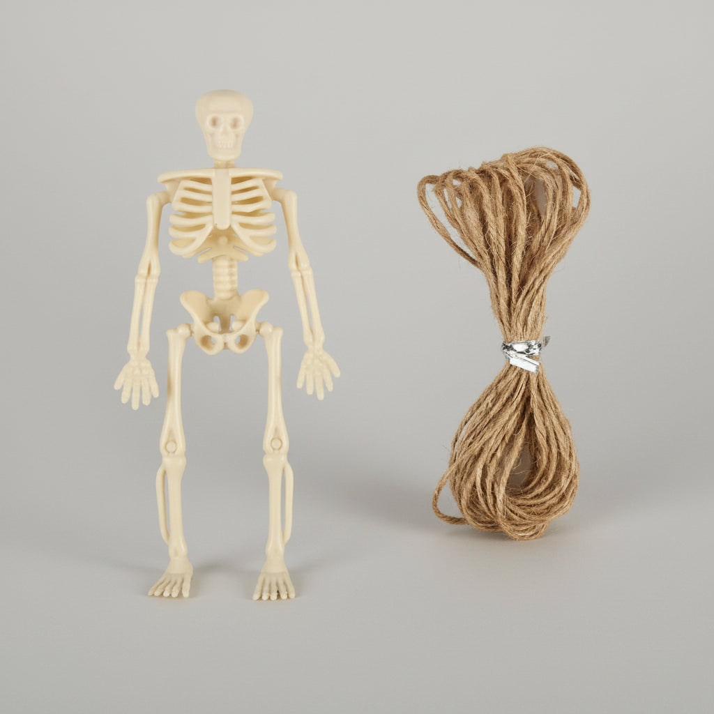 Halloween Skeleton Decorations Mini Plastic Posable Figurines with Jute Twine for Party and Haunted - Image 3