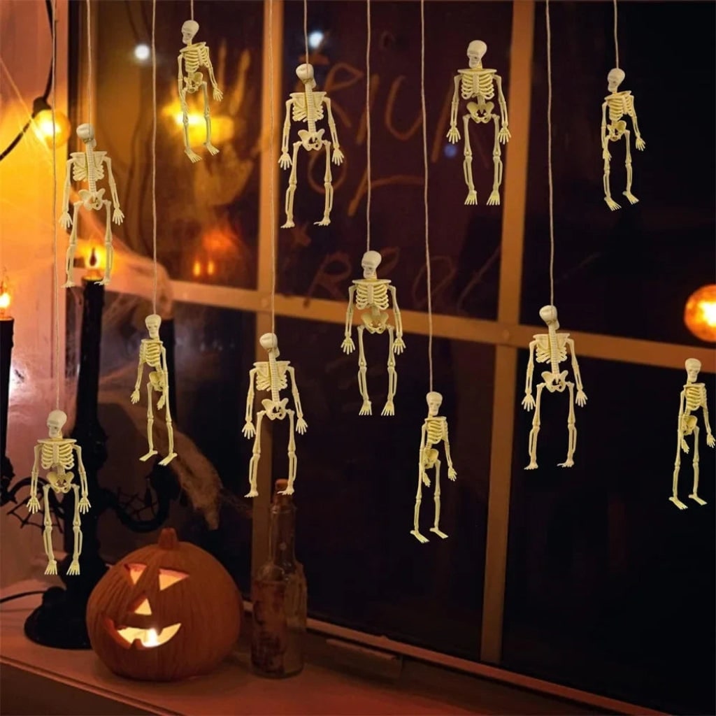 Halloween Skeleton Decorations Mini Plastic Poseable Figures for Party and Haunted House - Image 2