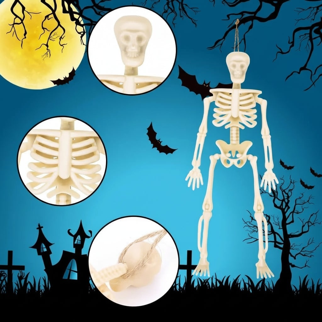 Halloween Skeleton Decorations Mini Plastic Poseable Figures for Party and Haunted House - Image 3
