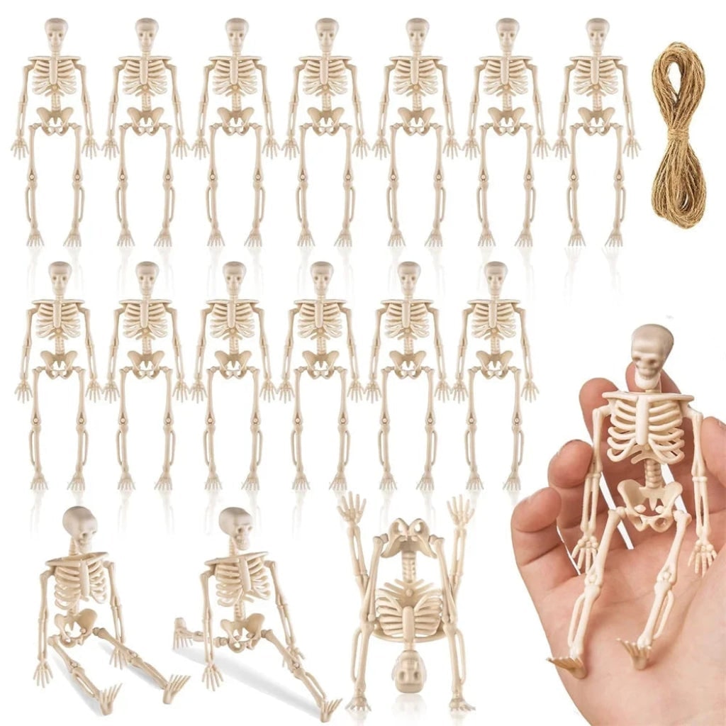 Halloween Skeleton Decorations Mini Plastic Poseable Figures for Party and Haunted House - Image 4