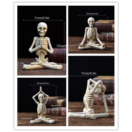 Halloween Skeleton Yoga Pose Resin Figurine Spooky Desktop Decoration - Image 10