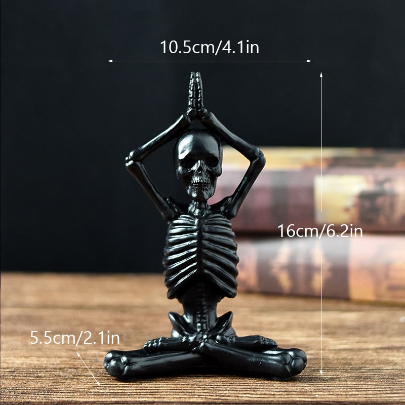 Halloween Skeleton Yoga Pose Resin Figurine Spooky Desktop Decoration - Image 11