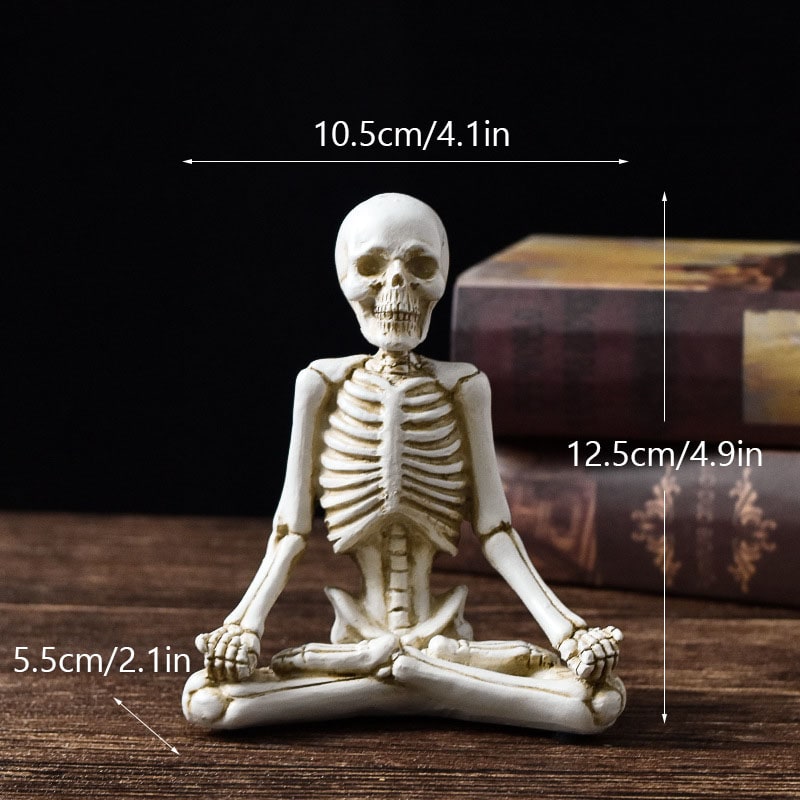 Halloween Skeleton Yoga Pose Resin Figurine Spooky Desktop Decoration - Image 14