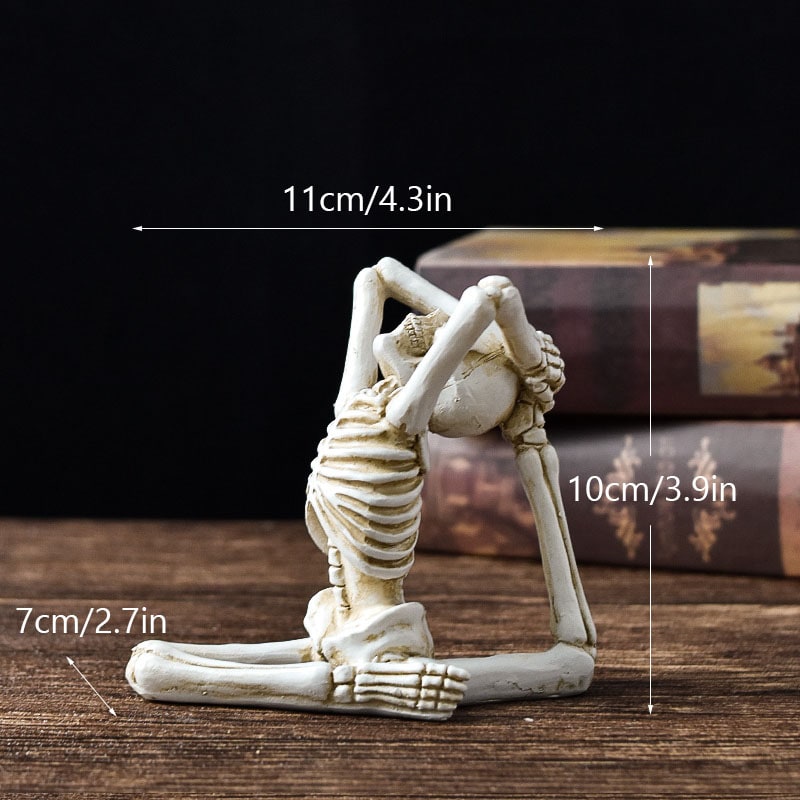 Halloween Skeleton Yoga Pose Resin Figurine Spooky Desktop Decoration - Image 17