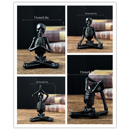 Halloween Skeleton Yoga Pose Resin Figurine Spooky Desktop Decoration - Image 2