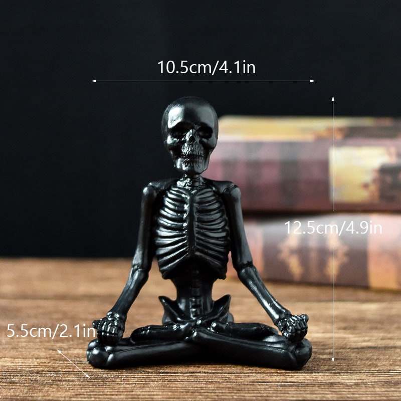 Halloween Skeleton Yoga Pose Resin Figurine Spooky Desktop Decoration - Image 3