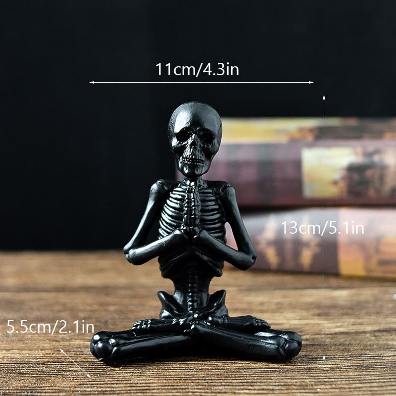 Halloween Skeleton Yoga Pose Resin Figurine Spooky Desktop Decoration - Image 5