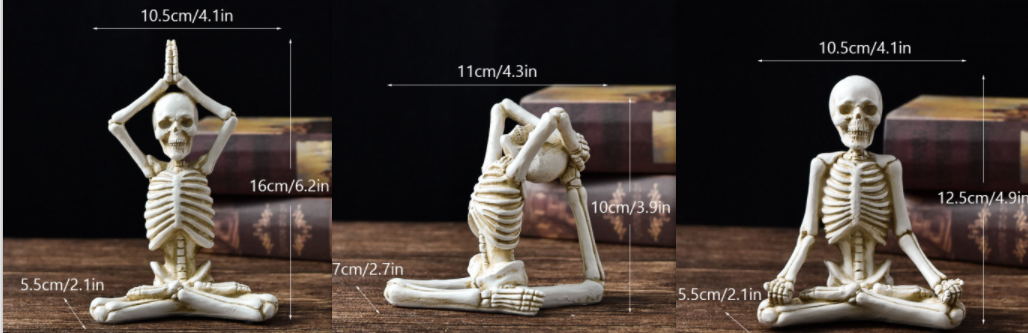 Halloween Skeleton Yoga Pose Resin Figurine Spooky Desktop Decoration - Image 6