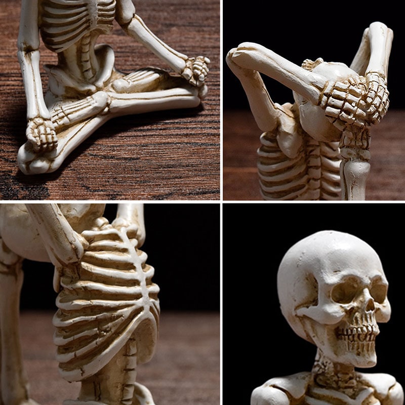 Halloween Skeleton Yoga Pose Resin Figurine Spooky Desktop Decoration - Image 7